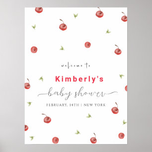 Affiche de bienvenue de Baby shower doux cerise de