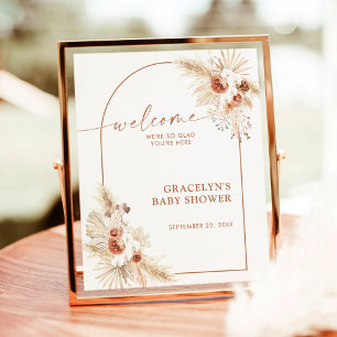 Affiche de bienvenue de Baby shower en laiton Boho