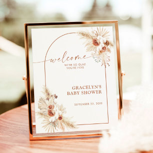 Affiche de bienvenue de Baby shower en laiton Boho