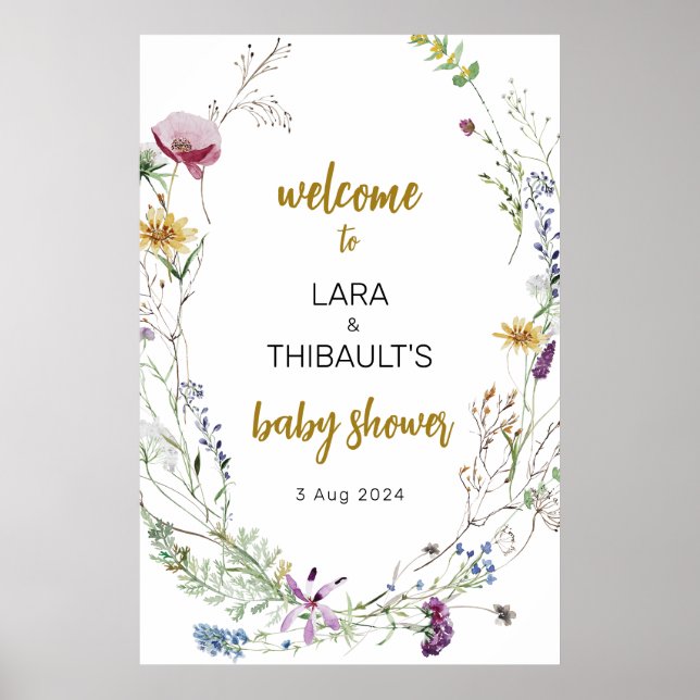 Affiche de bienvenue de Baby shower Fleur sauvage  (Devant)