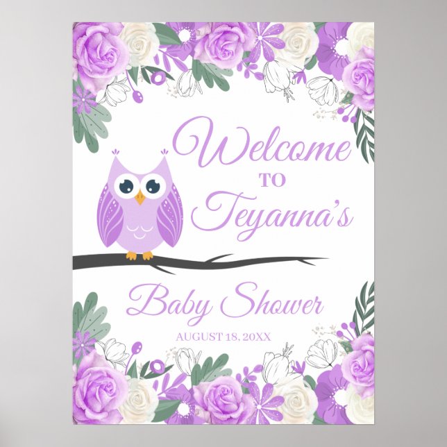 Affiche de bienvenue de Baby shower Floral de Chou (Devant)
