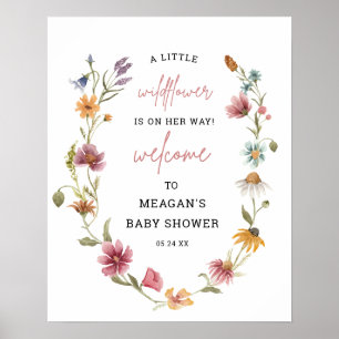 Affiche de bienvenue de Baby shower Floral Petit F