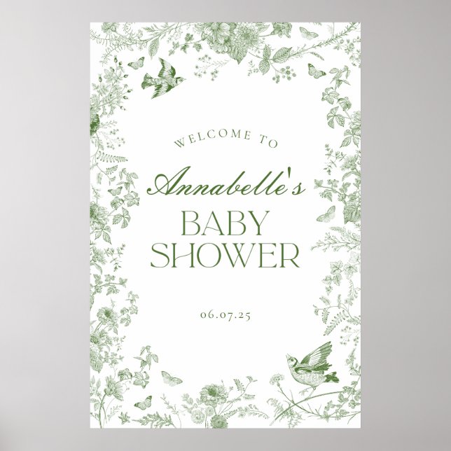 Affiche de bienvenue de Baby shower Floral Toile V (Devant)