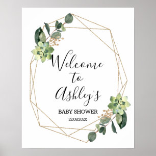 Affiche de bienvenue de Baby shower géométrique Su