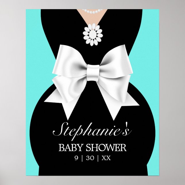 Affiche de bienvenue de Baby shower moderne Aqua T (Devant)