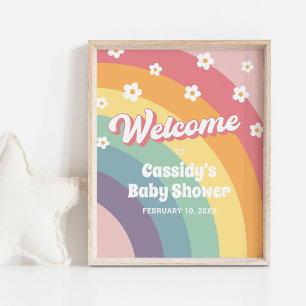 Affiche de bienvenue de Baby shower Retro les anné