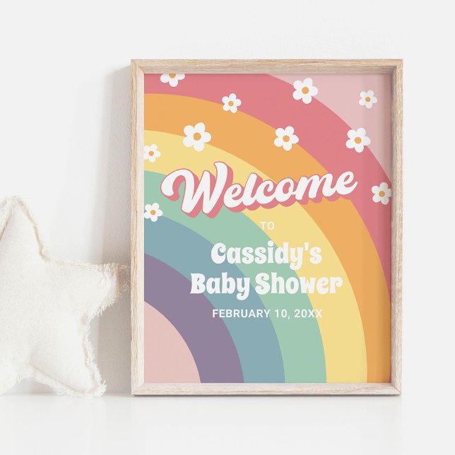 Affiche de bienvenue de Baby shower Retro les anné (Créateur téléchargé)