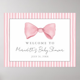 Affiche de bienvenue de Baby shower rose Bow