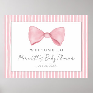 Affiche de bienvenue de Baby shower rose Bow