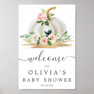 Affiche de bienvenue de Baby shower rose petit Cit