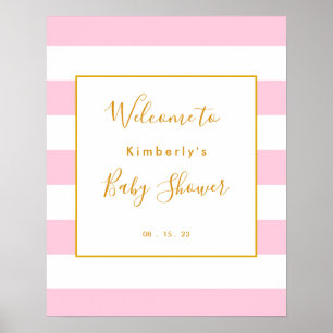 Affiche de bienvenue De Baby shower Roses Et Gold 