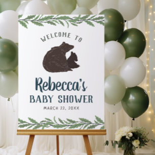 Affiche de bienvenue de Baby shower rustique Littl