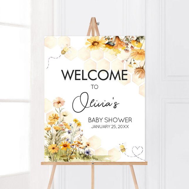 Affiche de bienvenue de Baby shower Sunflower Litt (Sunflower Little Honey Baby Shower Welcome Sign)