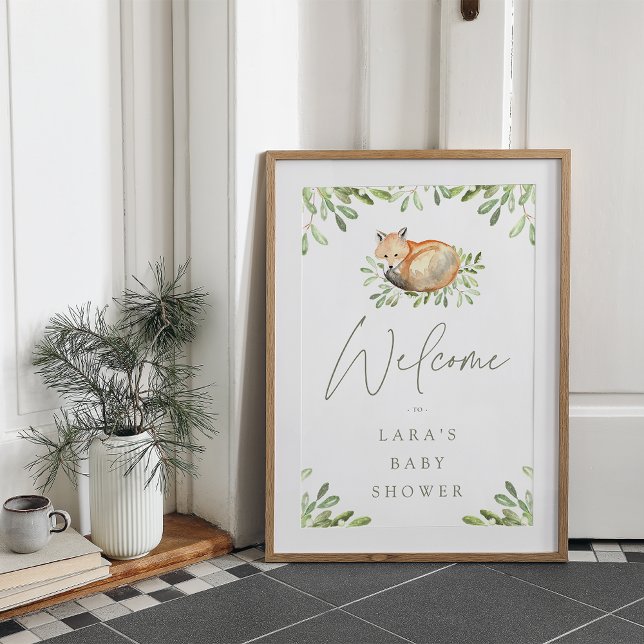 Affiche de bienvenue de Baby shower Woodland Fox (Créateur téléchargé)