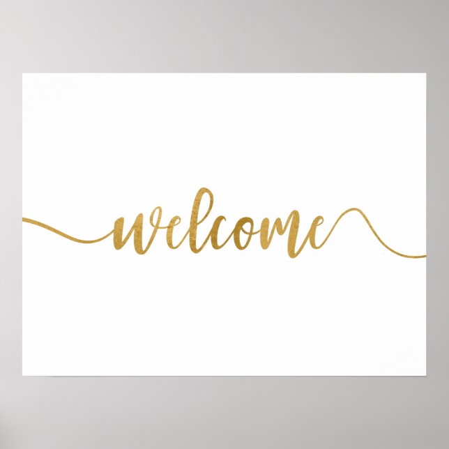 Affiche de bienvenue de calligraphie or simple (Devant)