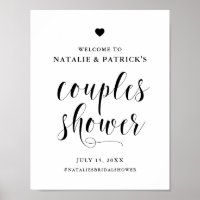 Affiche de bienvenue de douche à couples en noir g