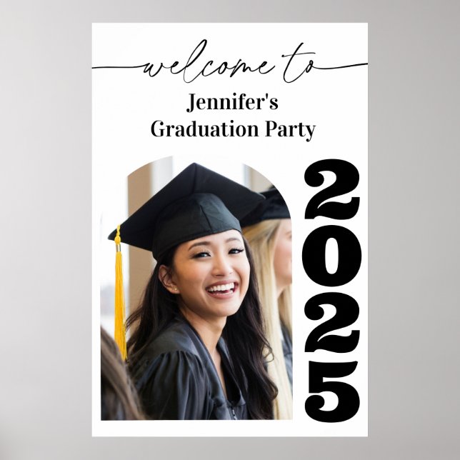 Affiche de bienvenue de la fête de graduation avec (Devant)