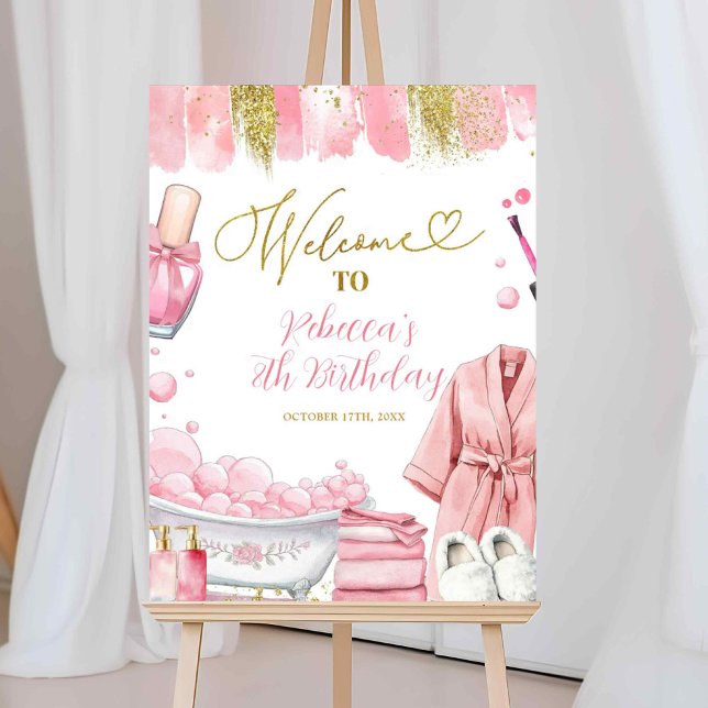 Affiche de bienvenue de la fête Spa rose et or (Créateur téléchargé)