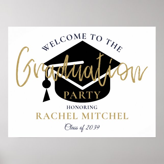Affiche de bienvenue de la partie de graduation de (Devant)