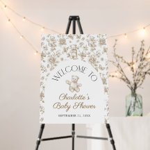 Affiche de bienvenue de l'Baby shower de l'ours en