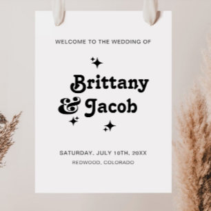 Affiche de bienvenue de mariage à typographie rétr