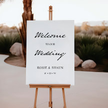 Affiche de bienvenue de Mariage blanc minimaliste 