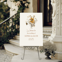 Affiche de bienvenue de Mariage de automne Boho Fl