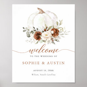 Affiche de bienvenue de Mariage de automne Citroui