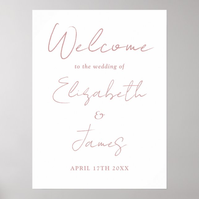 Affiche de bienvenue de Mariage de script minimali (Devant)