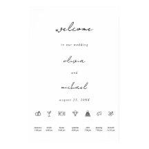 Affiche de bienvenue de mariage en calligraphie mi