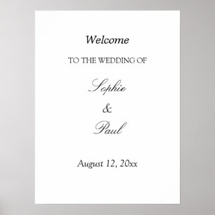 Affiche de bienvenue de mariage minimaliste élégan