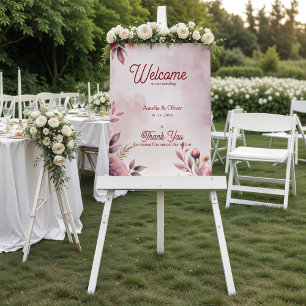 Affiche de bienvenue de mariage – Panneau floral r