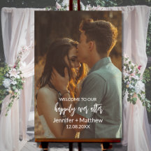 Affiche de bienvenue de mariage photo élégante mod