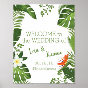 Affiche de bienvenue de mariage tropical Luau Hawa