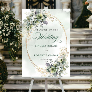 Affiche de bienvenue de mariage verdure Boho rusti