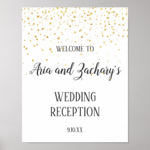 Affiche de bienvenue de réception Gold Confetti Ca