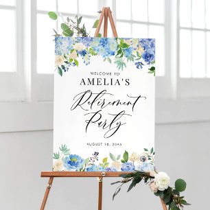 Affiche de bienvenue de retraite Watercolor Blue H