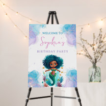 Affiche de bienvenue de sirène afro-américaine