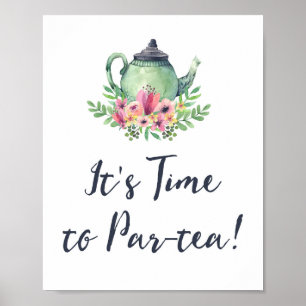 Affiche de bienvenue de Tea Party aquarelle
