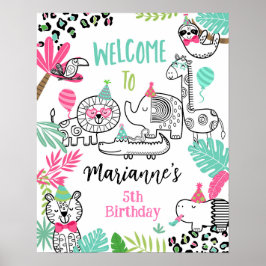 Affiche de bienvenue des animaux de fête