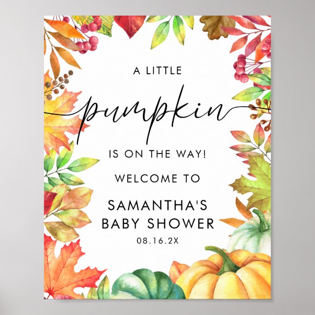 Affiche de bienvenue du Baby shower d'automne du p (Devant)