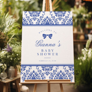 Affiche de bienvenue du Baby shower de ruban chic 