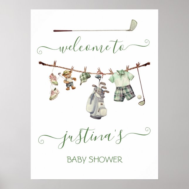 Affiche de bienvenue du Baby shower Preppy Golf Bo (Devant)