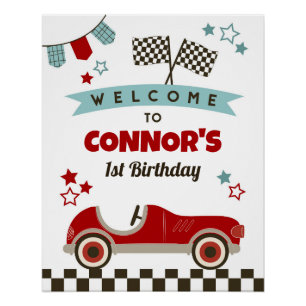 Affiche de bienvenue du thème de la voiture de cou