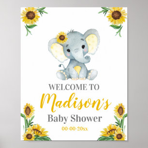 Affiche de bienvenue Eléphant Jaune, Douche Fille
