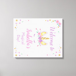 Affiche de bienvenue en toile étirée Unicorne magi
