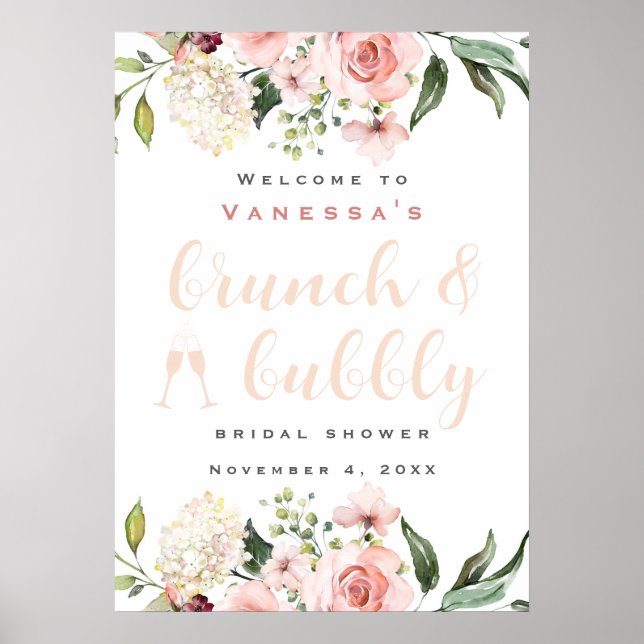 Affiche de bienvenue Fête des mariées Brunch et Bu (Devant)