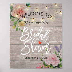 Affiche de bienvenue Fête des mariées Floral Strin