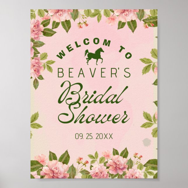Affiche de bienvenue Fête des mariées florale chic (Devant)