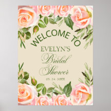 Affiche de bienvenue Fête des mariées florale chic